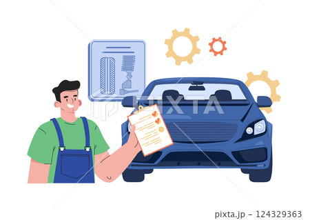 Car Diagnostics Test Illustration concept on white background Car Diagnostics Test Illustration concept on white background 124329363
