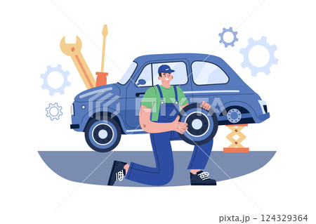 Tire Services Illustration concept on white background Tire Services Illustration concept on white background 124329364