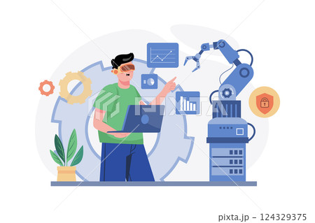 Machine Operating With VR Technologies 124329375
