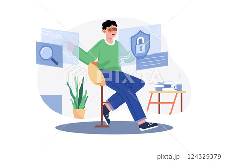 Privacy And Encryption Details Via VR Glasses 124329379
