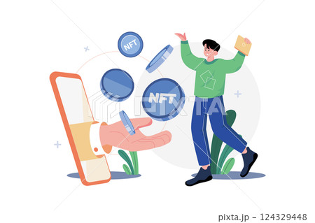 Digital Token NFT Illustration concept on white background Digital Token NFT Illustration concept on white background 124329448