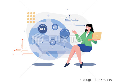 Digital World NFT Illustration concept on white background 124329449