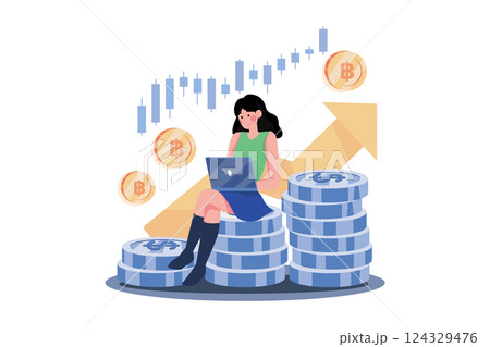 Value Of Bitcoin Currency Illustration concept on white background 124329476