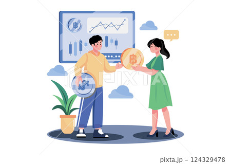 Trading Cryptocurrencies Illustration concept on white background Trading Cryptocurrencies Illustration concept on white background 124329478