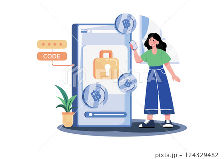 Cryptocurrency Security Illustration concept on white background Cryptocurrency Security Illustration concept on white background 124329482