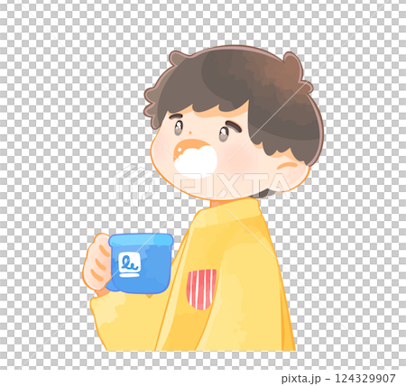 うがいをする子ども 男の子 うがいをする子ども 男の子 124329907