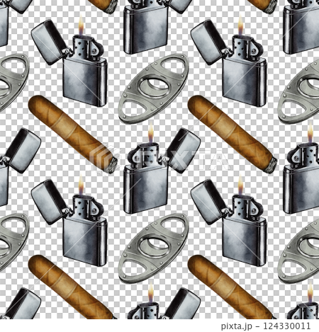 Watercolor Seamless Pattern with Watches and Cufflinks 124330011