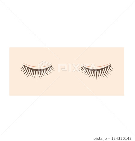 まつ毛が長い閉じた両目のイラスト 124330142