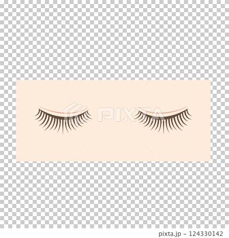 まつ毛が長い閉じた両目のイラスト 124330142