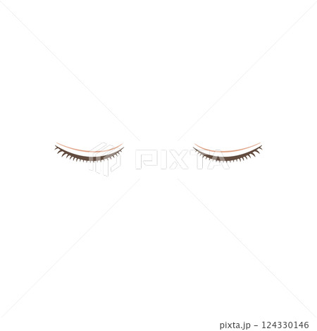 まつ毛が短い閉じた両目のイラスト 124330146