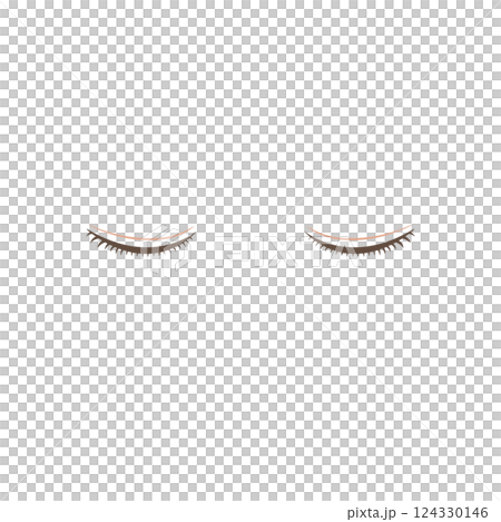 まつ毛が短い閉じた両目のイラスト 124330146