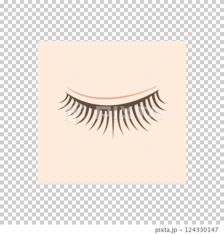 まつ毛が長い閉じた目のイラスト 124330147