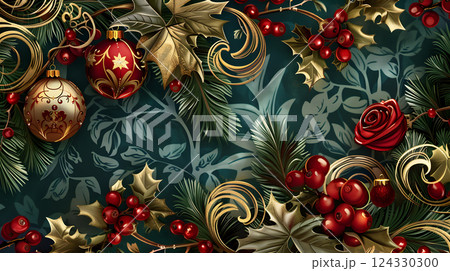 Christmas colorful background in futuristic digital style for your design. AI Generated 124330300