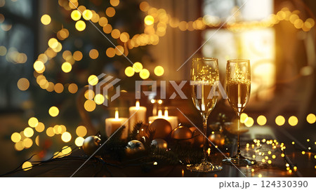 Christmas colorful background in futuristic digital style for your design. AI Generated 124330390