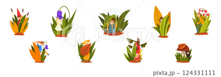 People Characters in Plants and Forest Nature Vector Set 124331111