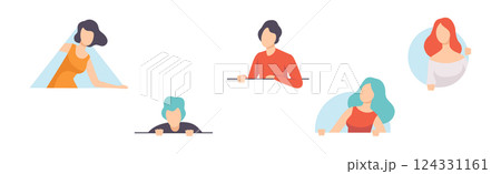 People Peeking Out of Shapes and Geometrical Form Vector Set People Peeking Out of Shapes and Geometrical Form Vector Set 124331161