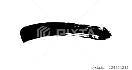 Abstract black ink brush stroke with rough texture. Perfect for artistic designs, calligraphy, grunge backgrounds, and creative projects. 124331211