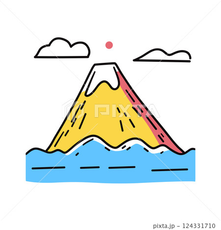 Matterhorn illustration in an doodle inca cartoon style. Simple minimalist drawing of Matterhorn 124331710
