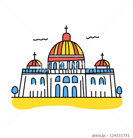 Saint Peter's Basilica illustration in an doodle inca cartoon style. Simple minimalist drawing of Basilica of Saint Peter 124331731