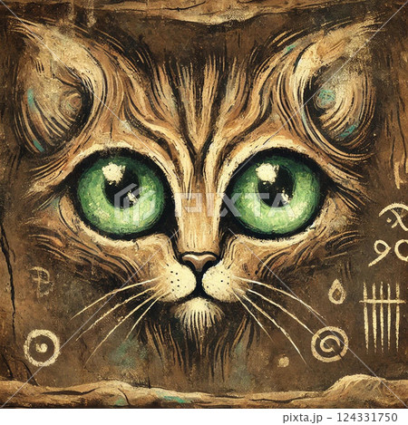 壁画チックな猫の絵 124331750