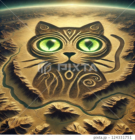 宇宙からみた猫の地上絵 124331751