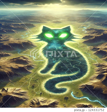 空から見た猫の地上絵 124331752