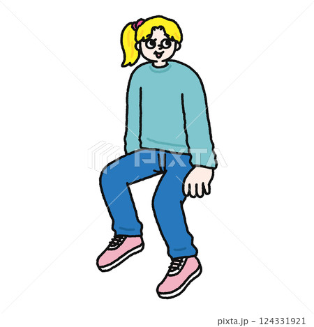 座っている女性 座っている女性 124331921
