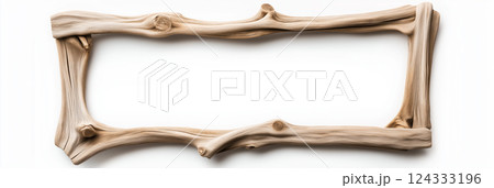 Driftwood frame creating empty square space on white background Driftwood frame creating empty square space on white background 124333196