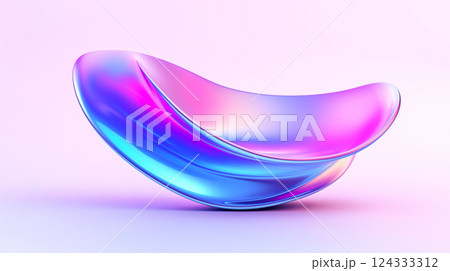Abstract pink and blue metallic 3d shape on white background Abstract pink and blue metallic 3d shape on white background 124333312