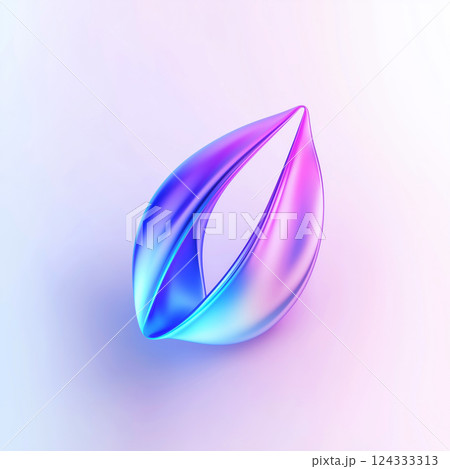 Abstract pink and blue metallic 3d shape on white background 124333313