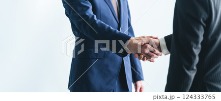 握手するミドルエイジ男性ビジネスパーソン 124333765