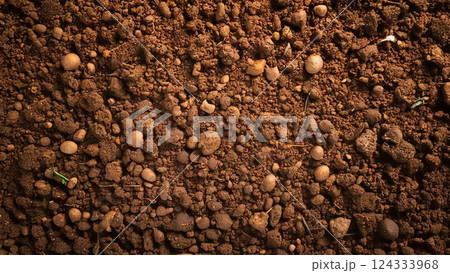 茶色の土の背景素材テクスチャ 16:9 動画サイズ対応 チラシ パンフレット素材 AI生成素材 124333968