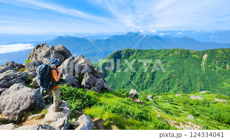 夏の火打山・妙高山登山(妙高山南峰から黒姫山・高妻山・北アルプスを望む) 夏の火打山・妙高山登山(妙高山南峰から黒姫山・高妻山・北アルプスを望む) 124334041