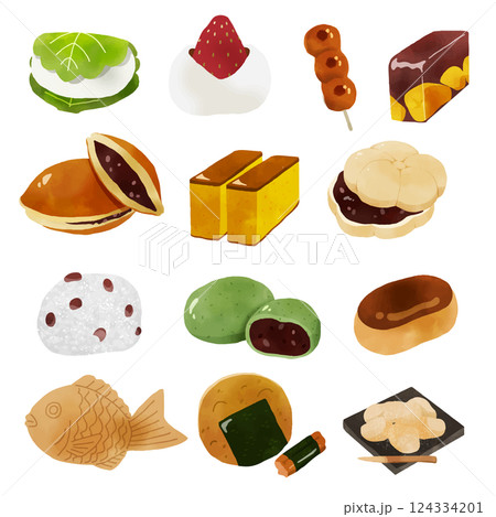 和菓子のイラストセット 124334201