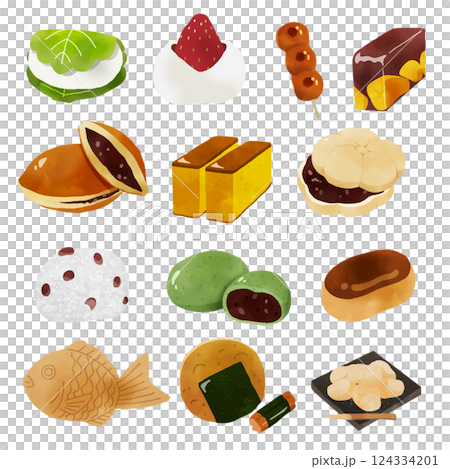 和菓子のイラストセット 124334201