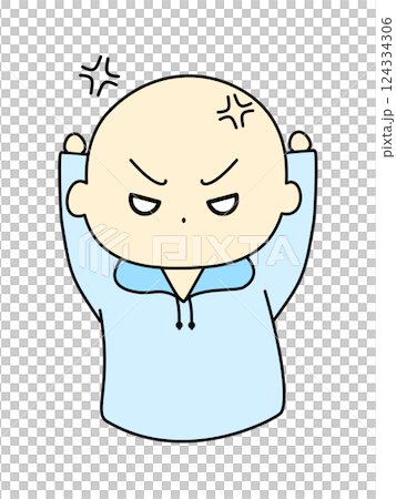 憤怒的簡單臉部表情藍色 124334306