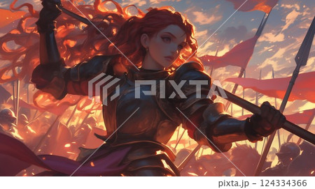 槍を持った女戦士 124334366