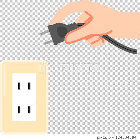 手拿插頭和電源插座 124334594