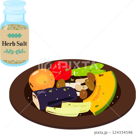 ハーブソルトをかけた野菜のグリル 124334596