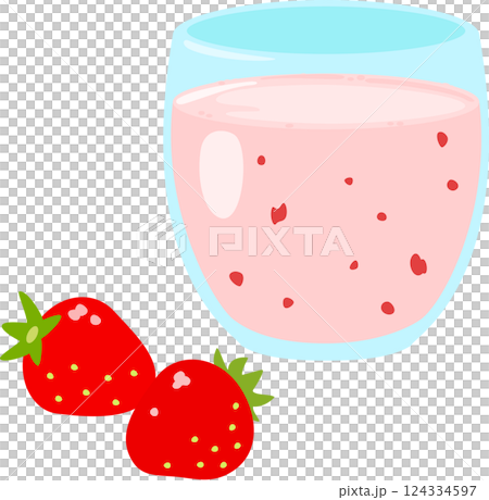 Strawberry milk in a glass 124334597