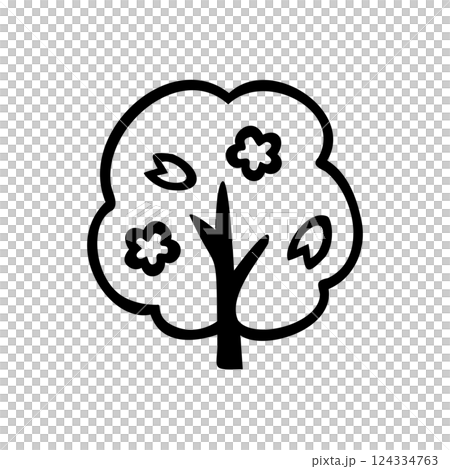 Simple cherry tree illustration material Simple cherry tree illustration material 124334763