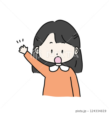 手を挙げている女の子 手を挙げている女の子 124334819
