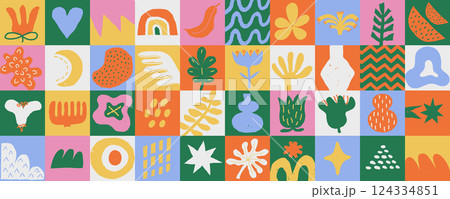 Abstract geometric mosaic seamless pattern 124334851