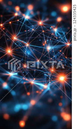 Abstract neural network with glowing nodes and...のイラスト素材 [124335425 ...