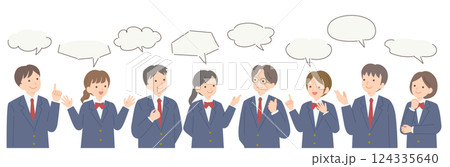 様々な意見を出し合う学生の男女のイラスト 124335640