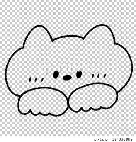 ひょっこり覗くかわいいネコ (モノクロ) ひょっこり覗くかわいいネコ (モノクロ) 124335998