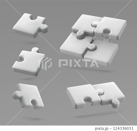 White 3d puzzle pieces White 3d puzzle pieces 124336031
