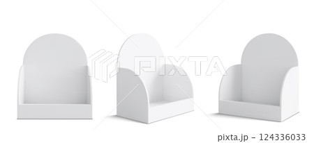 Set of blank white cardboard display stands Set of blank white cardboard display stands 124336033