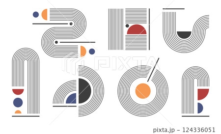 Abstract mid century modern geometric shapes 124336051