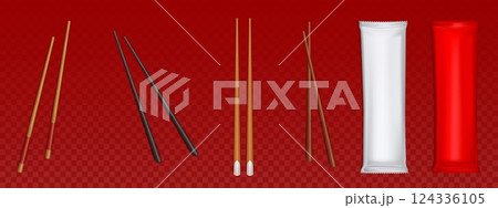 Realistic food chopsticks collection 124336105